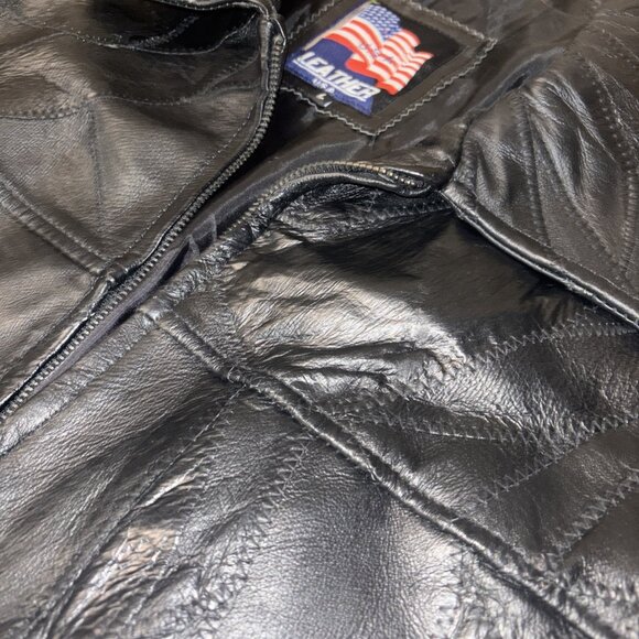 Men’s USA Leather Black Leather Jacket Size Large - Picture 3 of 6